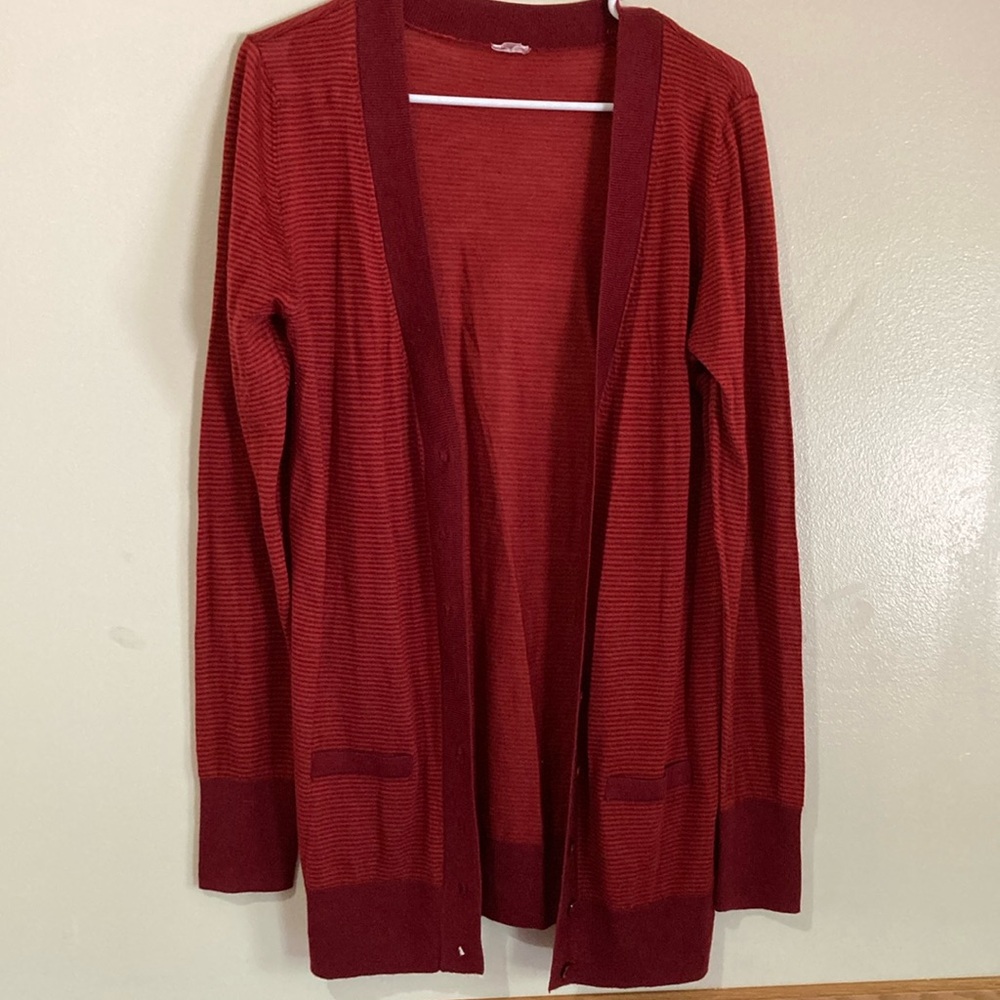 Mod bod maroon and red cardigan with buttons